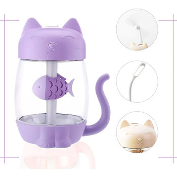 FIOLETOWY Nawilżacz Powietrza do Aromaterapi KOTEK + 3 wkłady W ZESTAWIE - DSJ