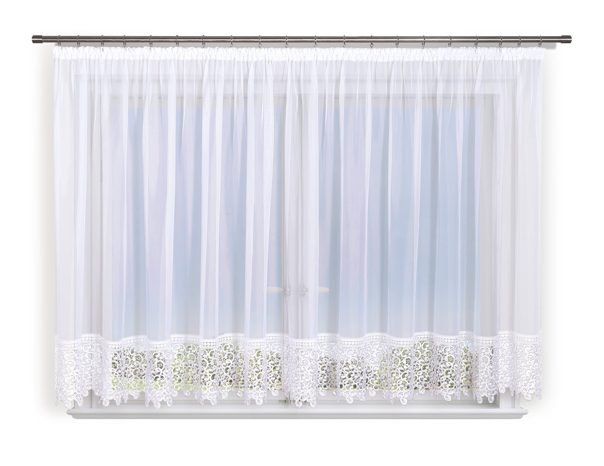 Firana gotowa 500x160, prosta, woal, gipiura 30 cm