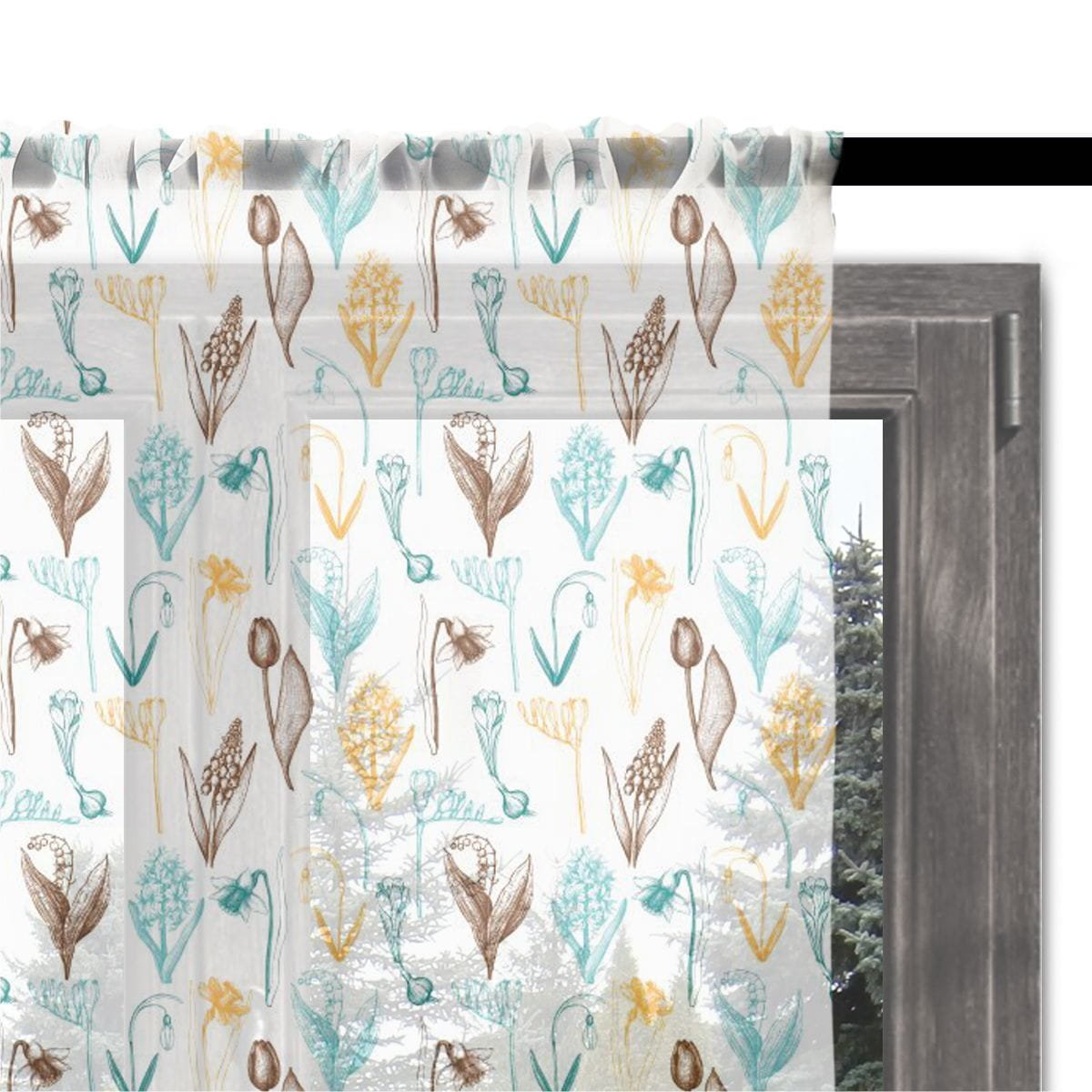 Firana SPRING wzór SP05 | pierwsze wiosenne kwiaty 140 x 300 cm ...