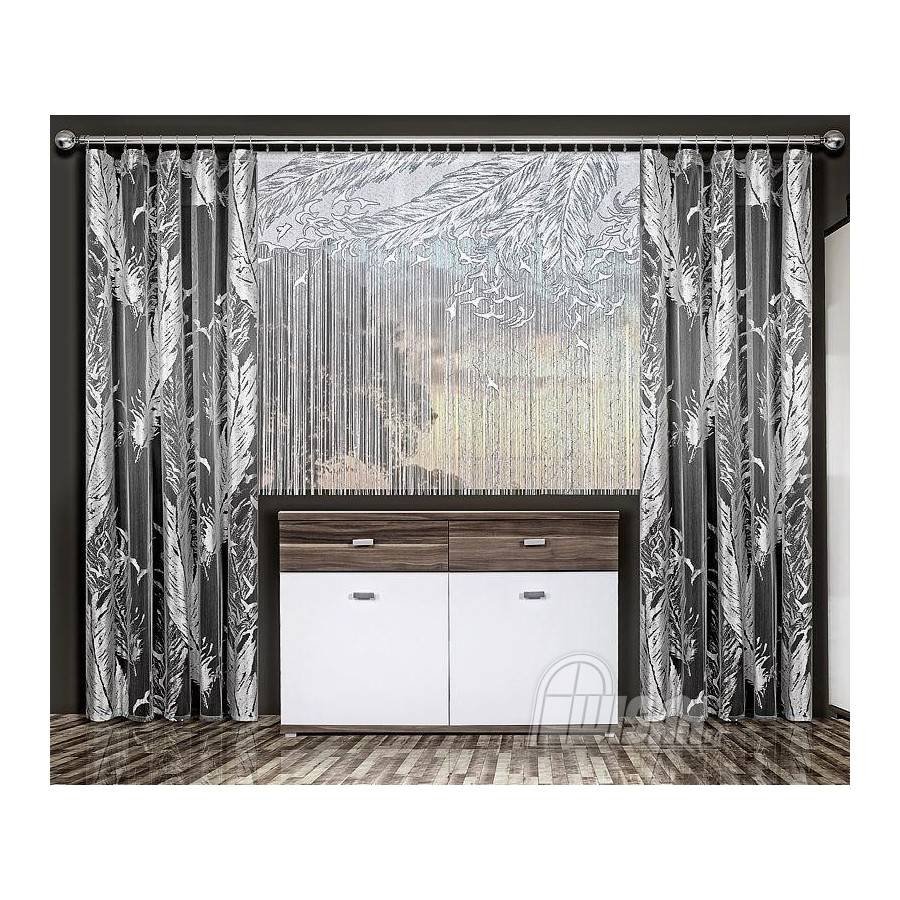 Firanka żakardowa frędzle DEBORA biała firanka makaron 220 x 170 [cm