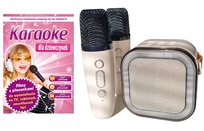FIRMOWY GŁOŚNIK BT + 2 MIKROFONY BEZPRZEWODOWE + 50 piosenek KARAOKE DLA DZIEWCZYNEK MP4 + KARAOKE KOLĘDY GRATIS!