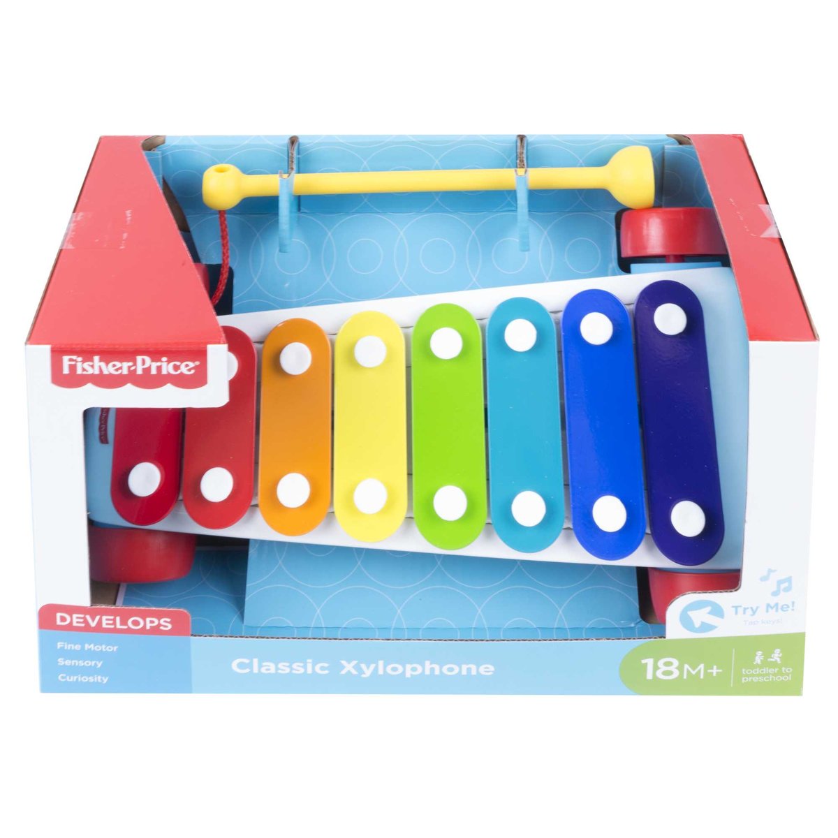 Fisher-Price Cymbałki Ksylofon, Muzyczna zabawka, dla dzieci 18 mies.+ CMY09