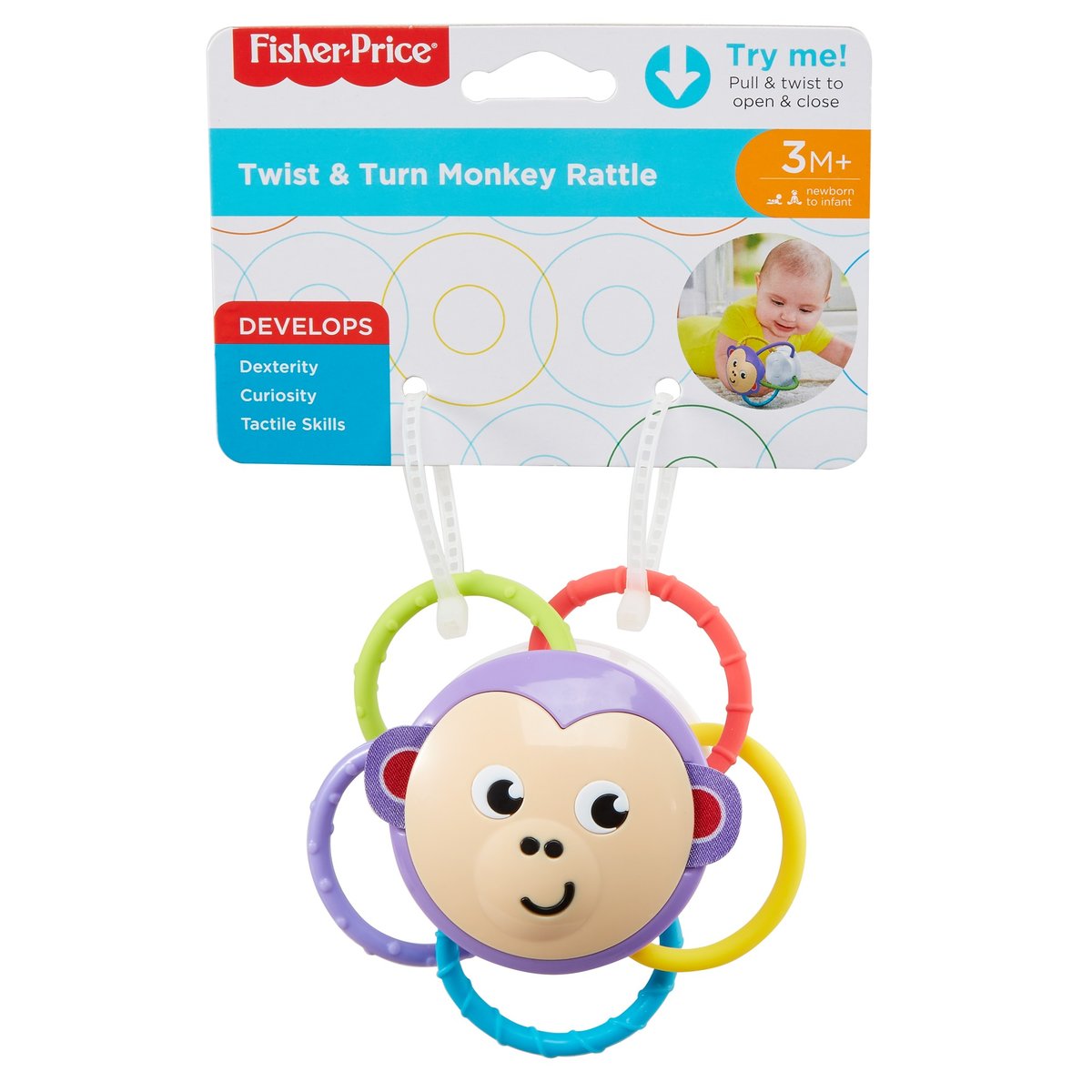 Fisher Price, grzechotka Chwytaczek Małpka, FVF42/FVF45
