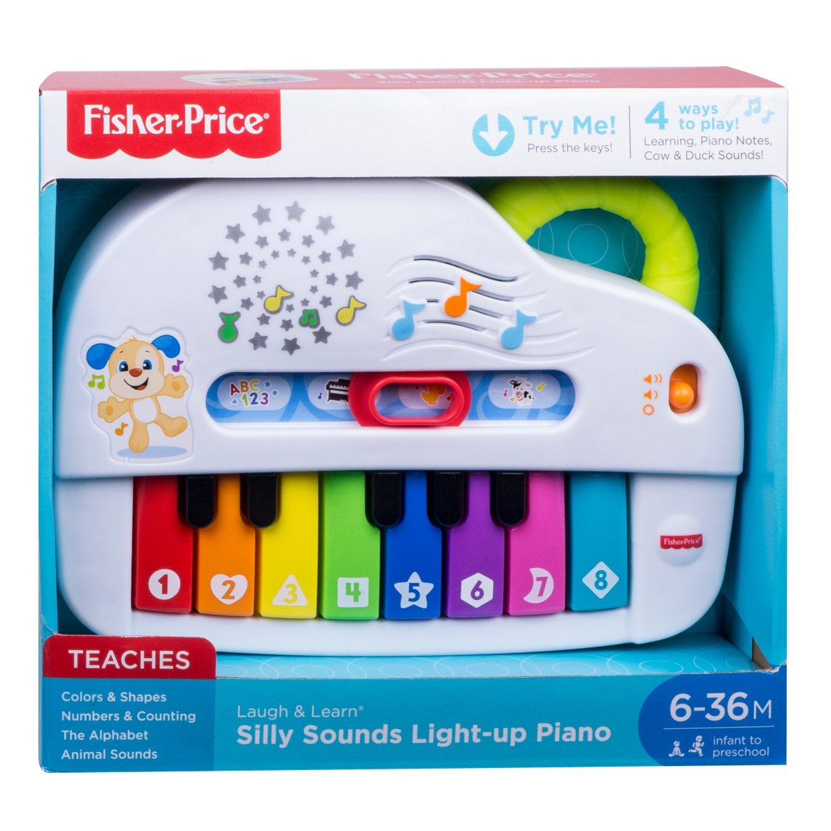 Fisher - Price „Ucz się i śmiej!” Pianinko Malucha, Polska wersja językowa, dla niemowląt 6 mies.+ GFK02