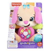 Fisher - Price „Ucz się i śmiej!” Siostrzyczka Szczeniaczka Uczniaczka, Przytulanka piesek, Wersja wielojęzykowa, dla dzieci 6 mies.+ JFD36