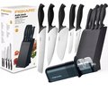 FISKARS Zestaw 5 noży kuchennych w drewnianym bloku + ostrzałka Roll-Sharp&nbsp;-&nbsp;Fiskars