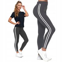 FIT LEGGINSY SPODNIE Z LAMPASAMI GETRY MORAJ S/M GREY