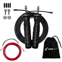 fit4med, Skakanka Bokserska Regulowana Trenuj Jak Rocky, czarny, 300 cm