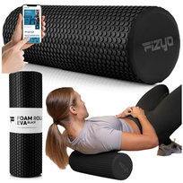 Fizyo Wałek do Masażu 45x15 cm - Piankowy Roller z Wypustkami z Pianki EVA do Jogi, Pilatesu, Fitnessu, Rehabilitacji, Regeneracji Mięśni, Łagodzi Ból Pleców, Nóg, Powięzi, do Samodzielnego Masażu Kręgosłupa - Czarny