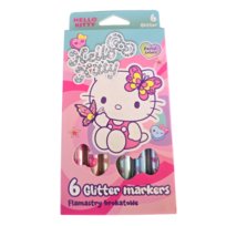 FLAMASTRY HELLO KITTY brokatowe 6 szt grube pastelowe szkolne Inna marka