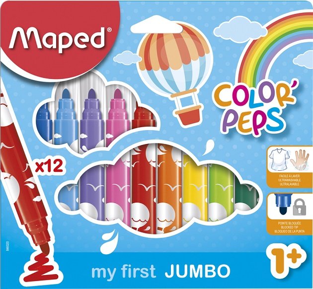 Zdjęcia - Pisak Maped Flamastry trójkątne  Colorpeps Jumbo, 12 kolorów 