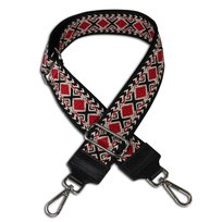 Florence damski pasek do torebki boho płócienna skóra czarny srebrny OGF006JS Florence