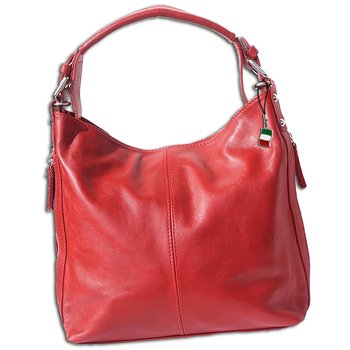 Florence torebka skórzana damska torebka typu Bucket czerwona 35x10x28 cm Hobo Bag OTF101R - Florence