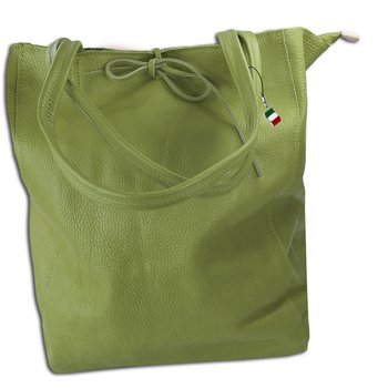 Florence włoski Shopper damska torba na ramię z prawdziwej skóry biznesowa oliwkowozielona OTM107G - Florence