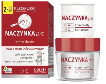 Floslek, Krem Do Twarzy Naczynka Pro Krem Tłusty, 50ml + Refill, 50ml - Floslek