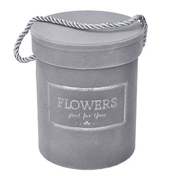 Flowerbox Pudełko Okrągły Welur Szary 12,5X15Cm Kompozycje Kwiatowe Na Prezent - ABC