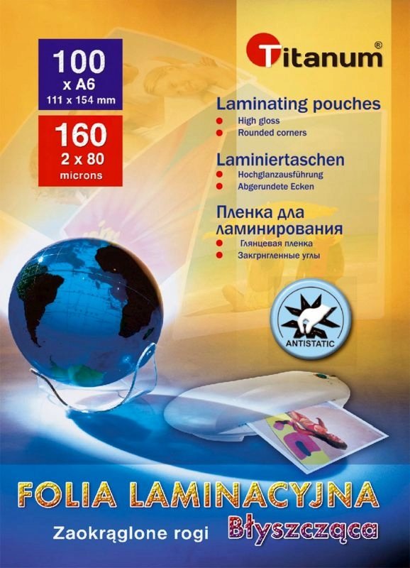 Фото - Плівка для ламінування TITANUM Folia do laminowania A6 80mic laminacji laminatora 