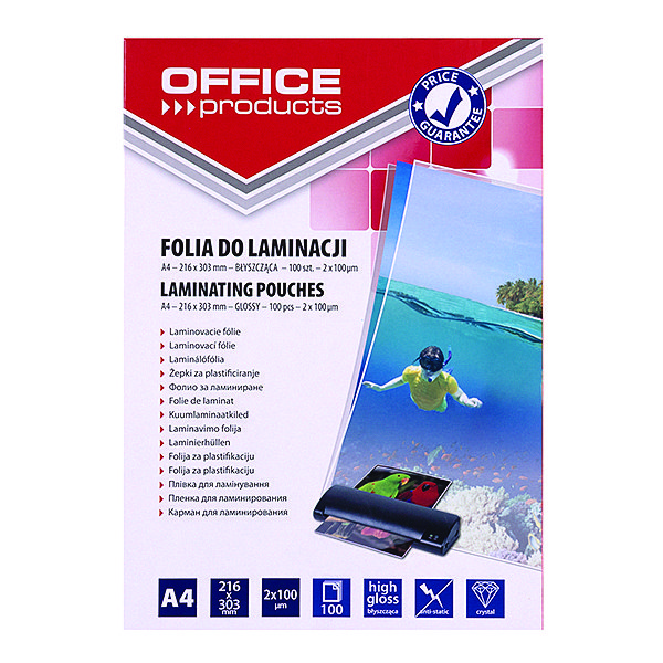 Фото - Плівка для ламінування Office Products FOLIA DO LAMINOWANIA , A4, 2X100MIKR., BŁYSZCZĄCA, 100SZT., 