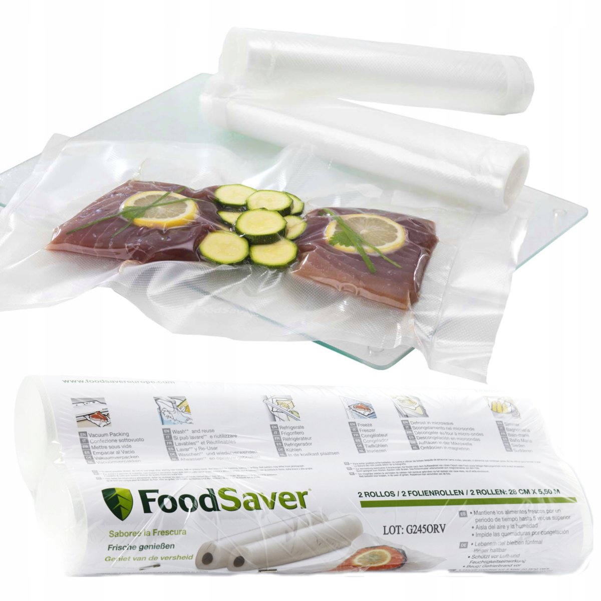 Folia do próżniowego pakowania żywności FOODSAVER, 2 rolki