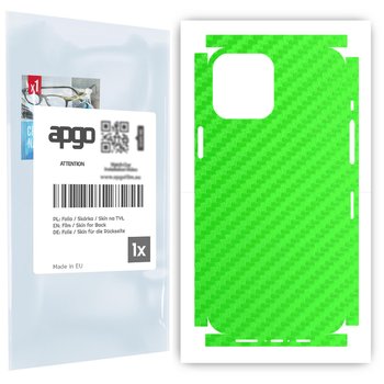 Folia naklejka skórka strukturalna na TYŁ+BOKI do Apple iPhone 12 Pro Max -  Carbon Zielony - apgo SKINS - apgo