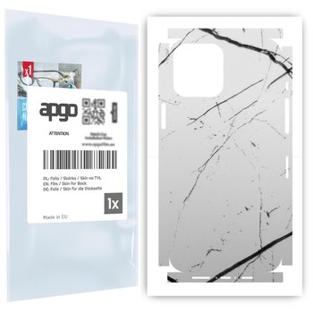 Folia naklejka skórka strukturalna na TYŁ+BOKI do Apple iPhone 12 Pro Max -  Marmur Biały - apgo SKINS - apgo