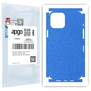 Folia naklejka skórka strukturalna na TYŁ+BOKI do Apple iPhone 12 Pro Max -  Niebieski Pastel Matowy Chropowaty Baranek - apgo SKINS - apgo