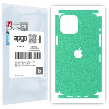 Folia naklejka skórka strukturalna na TYŁ+BOKI do Apple iPhone 12 Pro Max -  Seledynowy Pastel Matowy Chropowaty Baranek - apgo SKINS - apgo