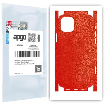 Folia naklejka skórka strukturalna na TYŁ+BOKI do Apple iPhone 12 -  Skóra Czerwona - apgo SKINS - apgo