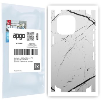 Folia naklejka skórka strukturalna na TYŁ+BOKI do Apple iPhone 13 Pro -  Marmur Biały - apgo SKINS - apgo