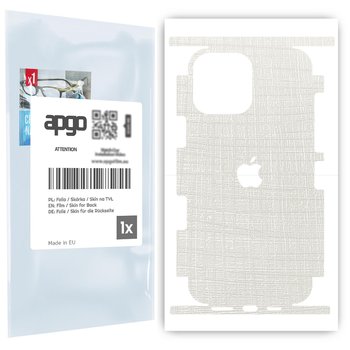 Folia naklejka skórka strukturalna na TYŁ+BOKI do Apple iPhone 13 Pro Max -  Tkanina Biała - apgo SKINS - apgo