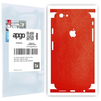 Folia naklejka skórka strukturalna na TYŁ+BOKI do Apple iPhone 6 -  Skóra Czerwona - apgo SKINS - apgo