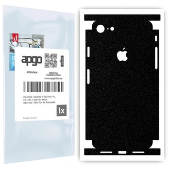 Folia naklejka skórka strukturalna na TYŁ+BOKI do Apple iPhone 7 -  Czarny Pastel Matowy Chropowaty Baranek - apgo SKINS - apgo