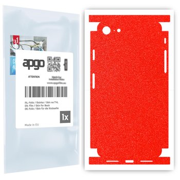 Folia naklejka skórka strukturalna na TYŁ+BOKI do Apple iPhone 7 -  Czerwony Pastel Matowy Chropowaty Baranek - apgo SKINS - apgo