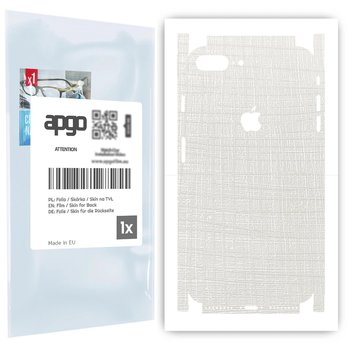 Folia naklejka skórka strukturalna na TYŁ+BOKI do Apple iPhone 7 Plus -  Tkanina Biała - apgo SKINS - apgo