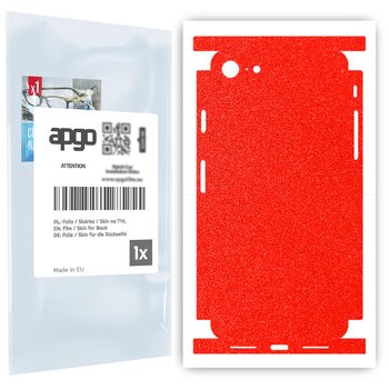 Folia naklejka skórka strukturalna na TYŁ+BOKI do Apple iPhone 8 -  Czerwony Pastel Matowy Chropowaty Baranek - apgo SKINS - apgo
