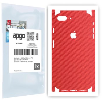 Folia naklejka skórka strukturalna na TYŁ+BOKI do Apple iPhone 8 Plus -  Carbon Czerwony - apgo SKINS - apgo