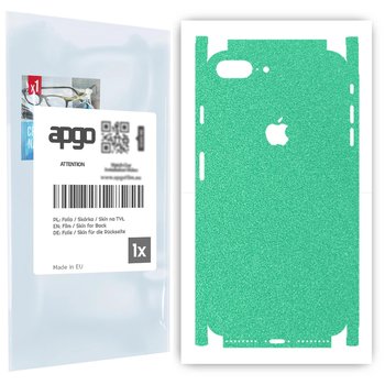 Folia naklejka skórka strukturalna na TYŁ+BOKI do Apple iPhone 8 Plus -  Seledynowy Pastel Matowy Chropowaty Baranek - apgo SKINS - apgo