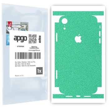 Folia naklejka skórka strukturalna na TYŁ+BOKI do Apple iPhone XR -  Seledynowy Pastel Matowy Chropowaty Baranek - apgo SKINS - apgo