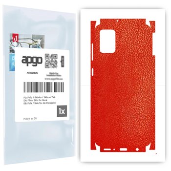 Folia naklejka skórka strukturalna na TYŁ+BOKI do Samsung Galaxy A31 -  Skóra Czerwona - apgo SKINS - apgo
