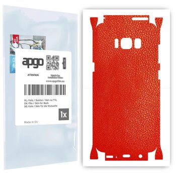 Folia naklejka skórka strukturalna na TYŁ+BOKI do Samsung Galaxy S8 -  Skóra Czerwona - apgo SKINS - apgo