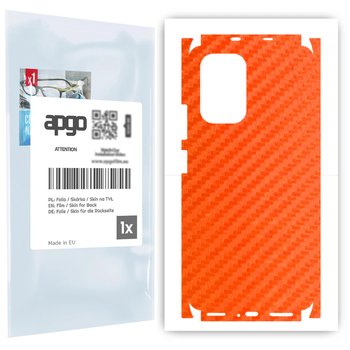 Folia naklejka skórka strukturalna na TYŁ+BOKI do Xiaomi Mi 11i -  Carbon Pomarańczowy - apgo SKINS - apgo