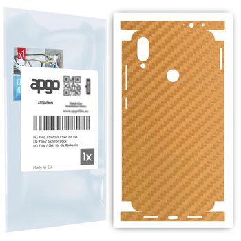 Folia naklejka skórka strukturalna na TYŁ+BOKI do Xiaomi Redmi Note 7 -  Carbon Złoty - apgo SKINS - apgo