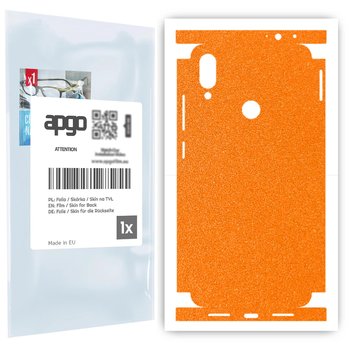 Folia naklejka skórka strukturalna na TYŁ+BOKI do Xiaomi Redmi Note 7 -  Pomarańczowy Pastel Matowy Chropowaty Baranek - apgo SKINS - apgo