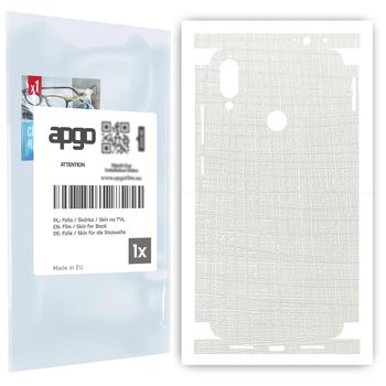 Folia naklejka skórka strukturalna na TYŁ+BOKI do Xiaomi Redmi Note 7 -  Tkanina Biała - apgo SKINS - apgo