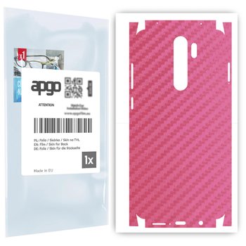 Folia naklejka skórka strukturalna na TYŁ+BOKI do Xiaomi Redmi Note 8 Pro -  Carbon Różowy - apgo SKINS - apgo