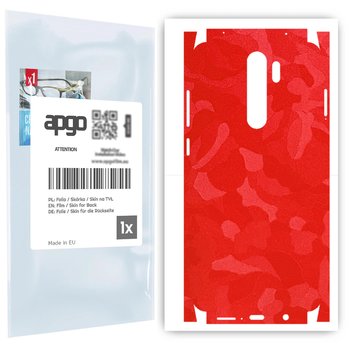 Folia naklejka skórka strukturalna na TYŁ+BOKI do Xiaomi Redmi Note 8 Pro -  Moro | Camo Czerwony - apgo SKINS - apgo