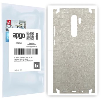 Folia naklejka skórka strukturalna na TYŁ+BOKI do Xiaomi Redmi Note 8 Pro -  Skóra Krokodyla Biała - apgo SKINS - apgo
