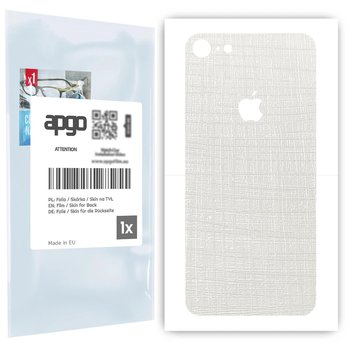Folia naklejka skórka strukturalna na TYŁ do Apple iPhone 7 -  Tkanina Biała - apgo SKINS - apgo