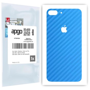 Folia naklejka skórka strukturalna na TYŁ do Apple iPhone 8 Plus -  Carbon Niebieski - apgo SKINS - apgo