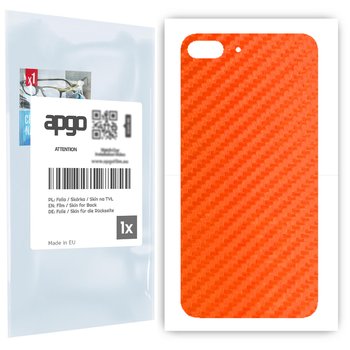 Folia naklejka skórka strukturalna na TYŁ do Apple iPhone 8 Plus -  Carbon Pomarańczowy - apgo SKINS - apgo